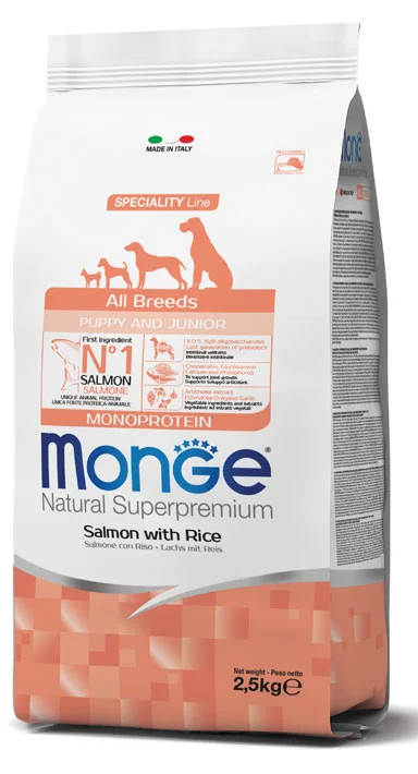 Monge Dog All Breed Puppy, лосось с рисом, 2.5 кг