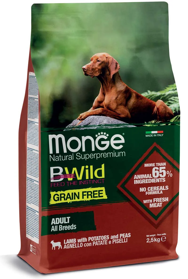 BWild Dog Grain Free Adult, ягнёнок с картофелем и горошком, 2,5 кг