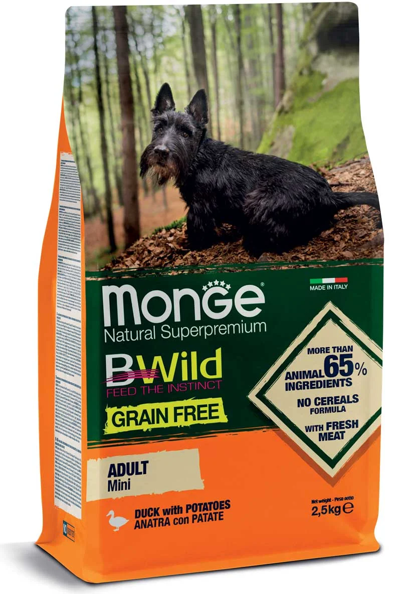 BWild Dog Grain Free Mini Adult, утка с картофелем, 2,5 кг