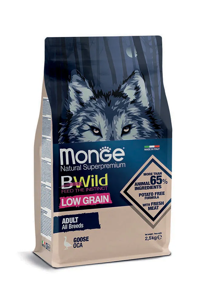 BWild Dog Low Grain Adult, гусь, 2,5 кг