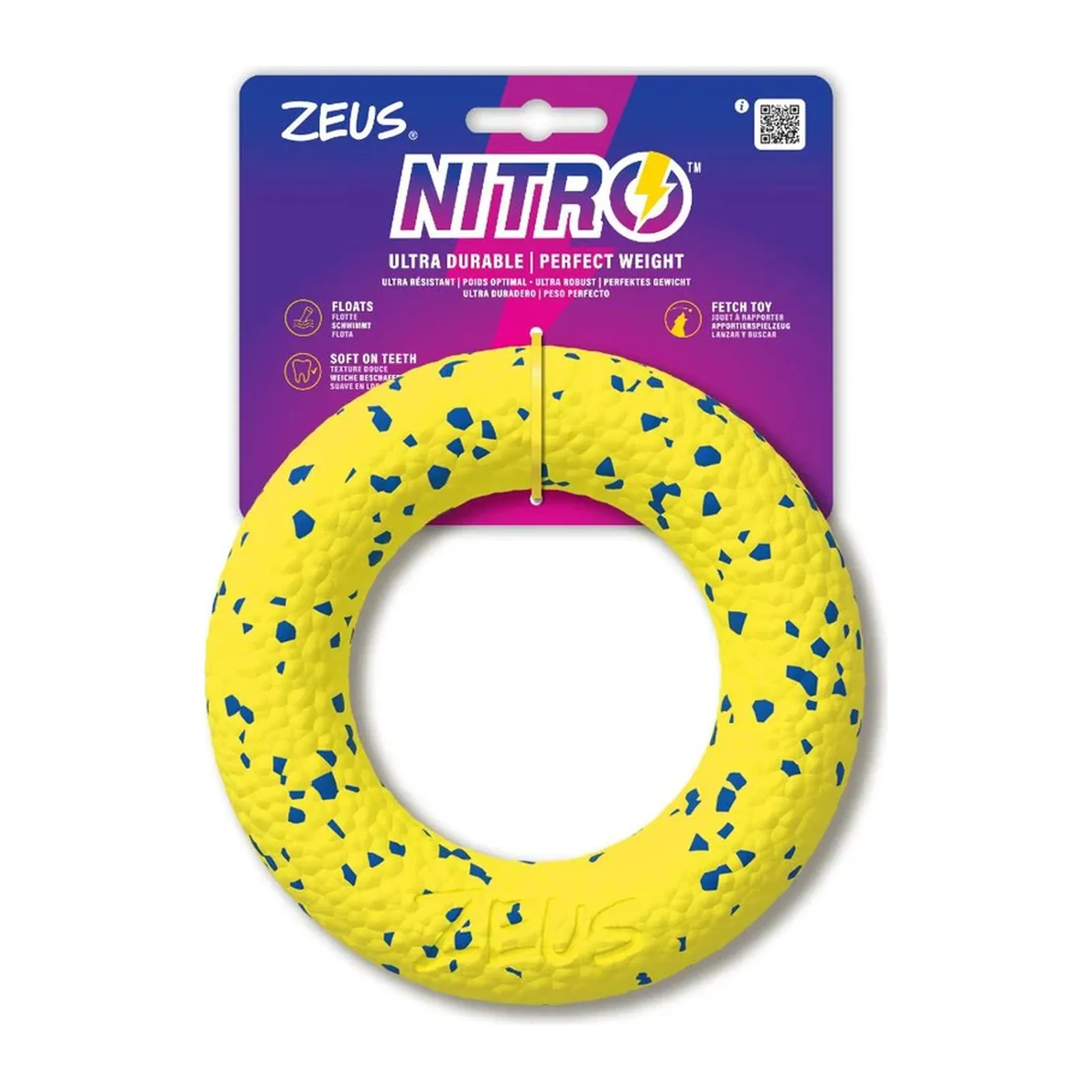 Zeus Nitro Ring, inel de joacă pentru câini cu miez din cauciuc, 16 cm