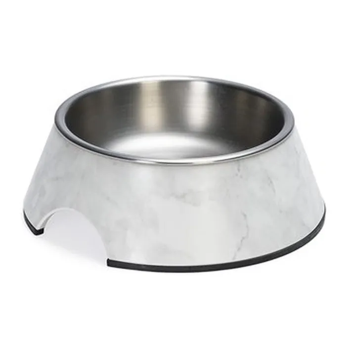 Designed by Lotte Meis, bol pentru câini din melamină cu vas din inox, alb, 350 ml