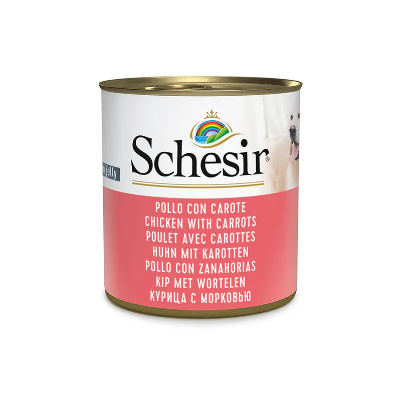 Schesir Dog, курица с морковью, в желе, 285 г