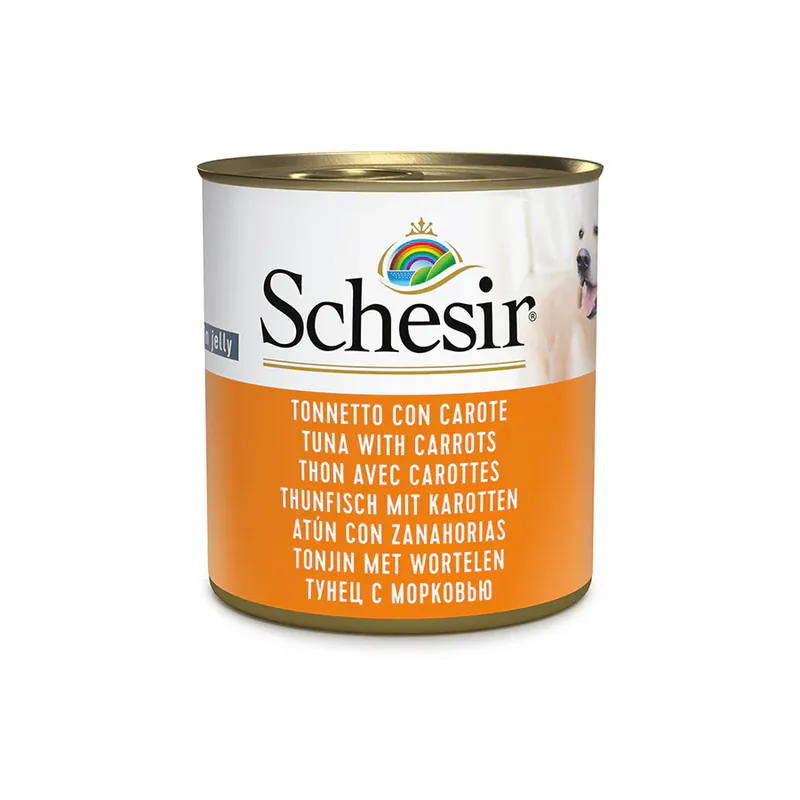 Schesir Dog, тунец с морковью, в желе, 285 г