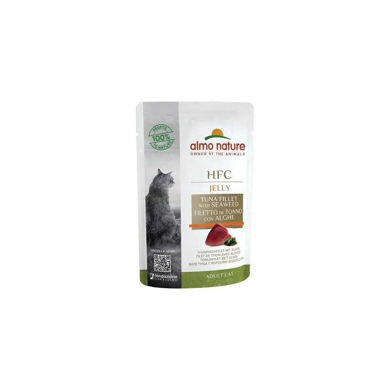 Almo Nature HFC Jelly, филе тунца с водорослями, в желе, 55 г