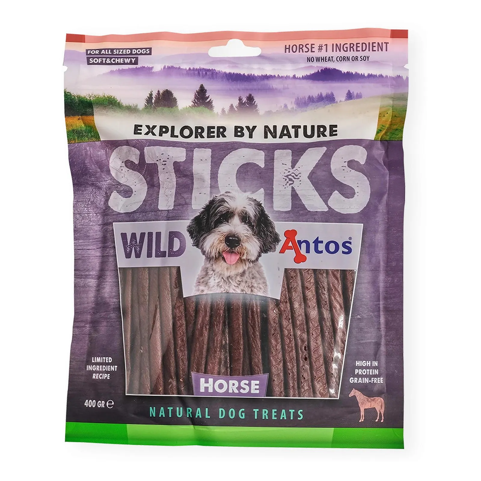 Antos WILD, recompensă pentru câini, bețișoare din carne de cal, 400 g