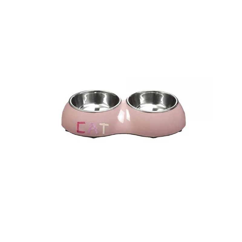 Beeztees Миска двойная из нержавеющей стали Tape Cat