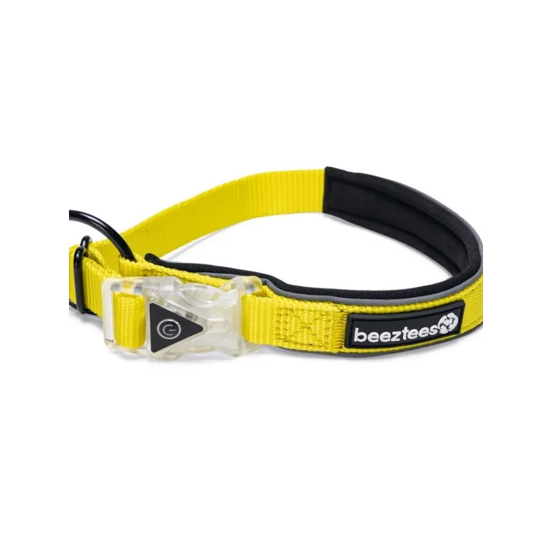Beeztees Ошейник светоотражающий с подсветкой Parinca Premium, жёлтый