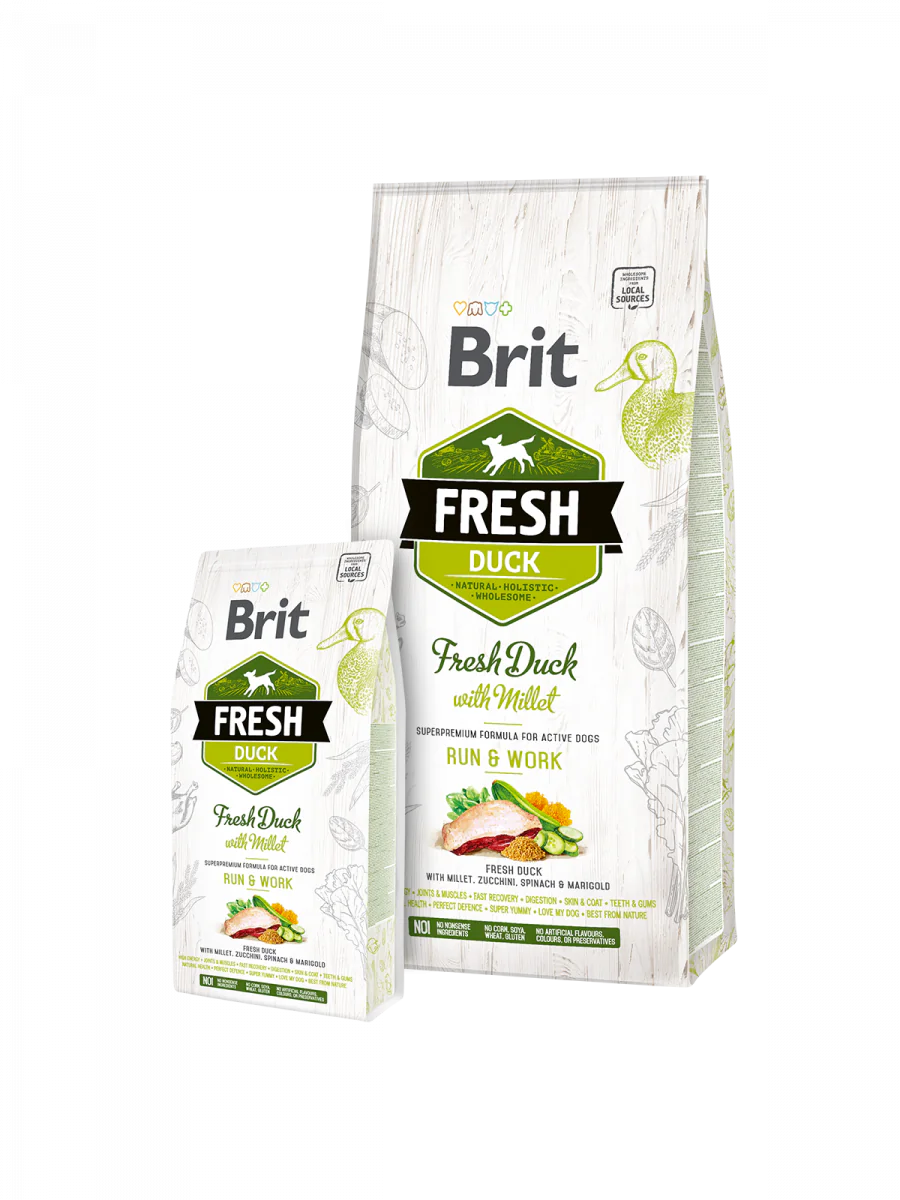 Brit Fresh Duck with Millet Adult, утка, 12 кг