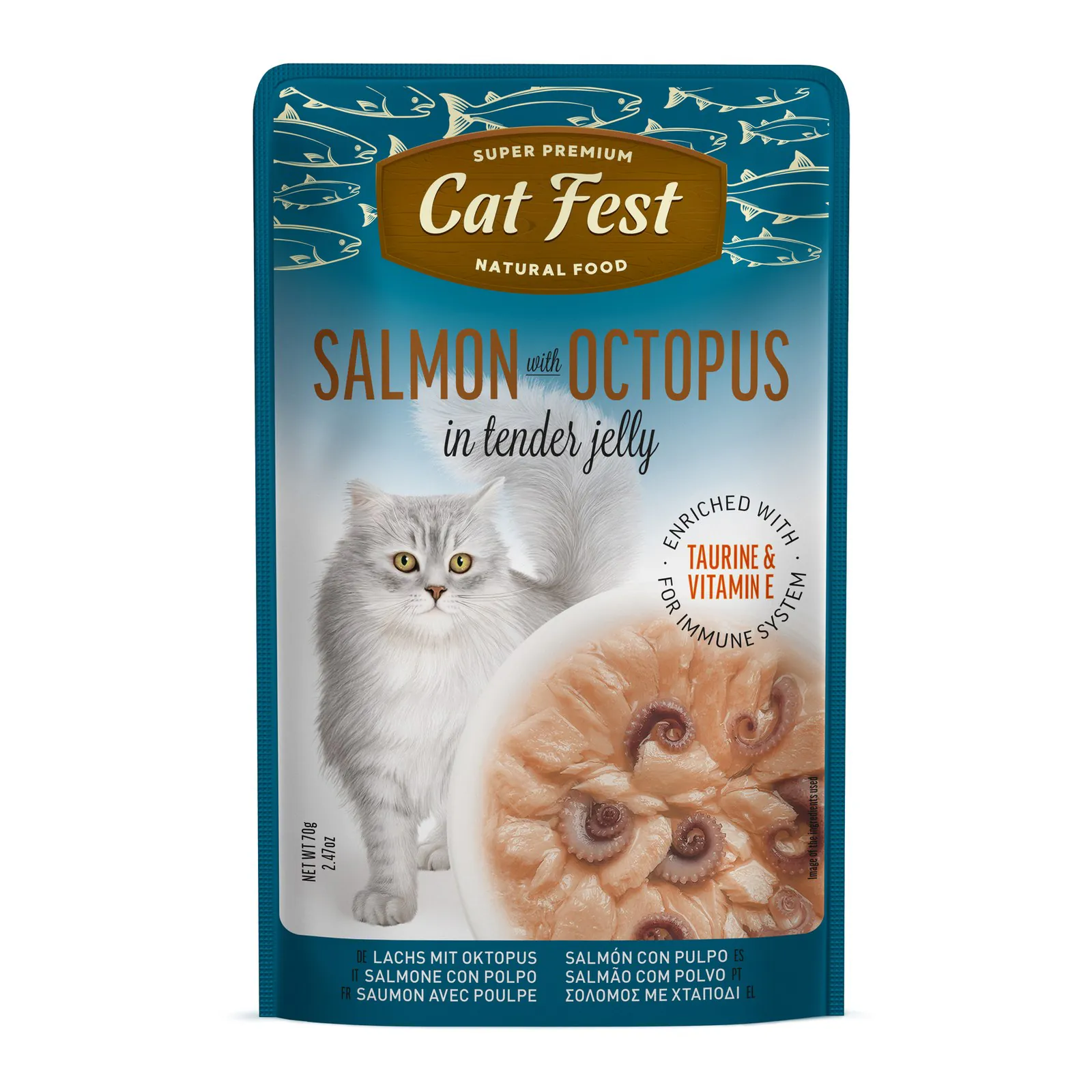 Cat Fest, somon cu caracatiță, în jeleu, 70 g