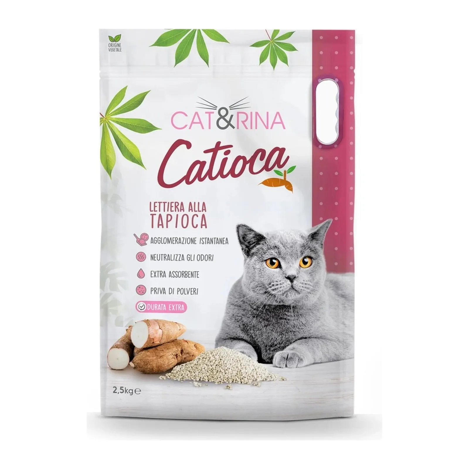 Cat&Rina Catioca, așternut aglomerant din tapioca pentru pisici, 2,5 kg