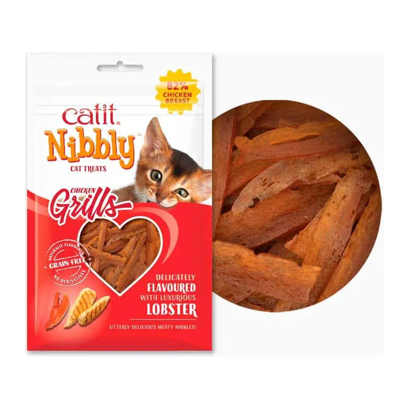 Catit Nibbly Grills, лакомство для кошек, курица с лобстером, 30 г