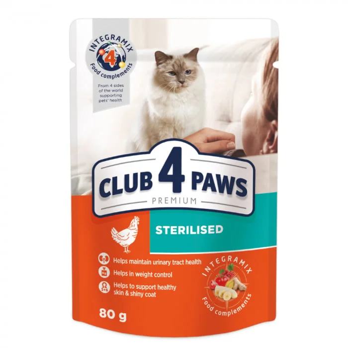 Club 4 Paws Sterile мясным ассорти в соусе, поштучный пауч 80 г
