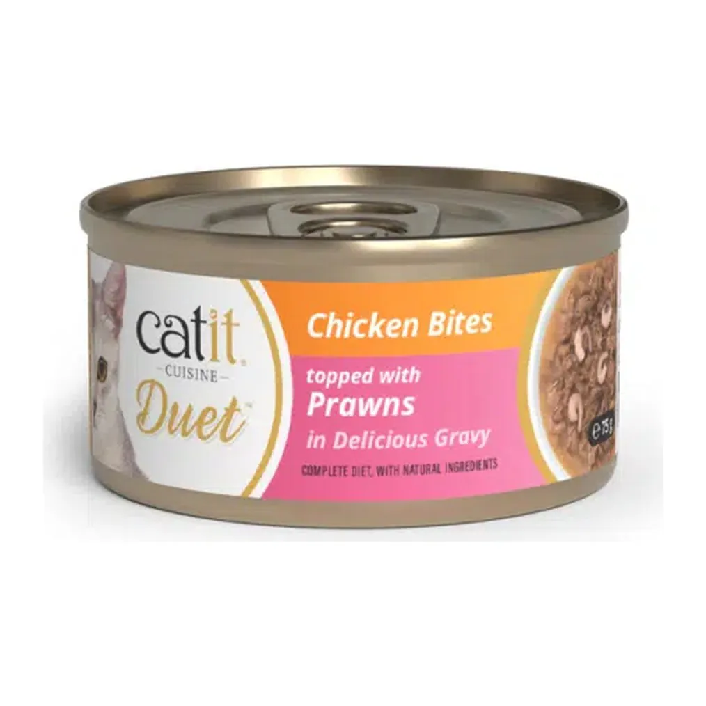 Catit Cuisine Duet, курица с креветками, кусочки в соусе, 75 г