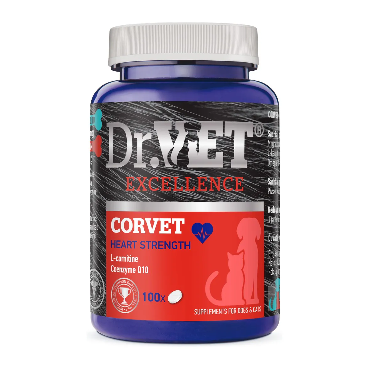 Dr. Vet CorVet, добавка для сердца собак и кошек, 100 таблеток