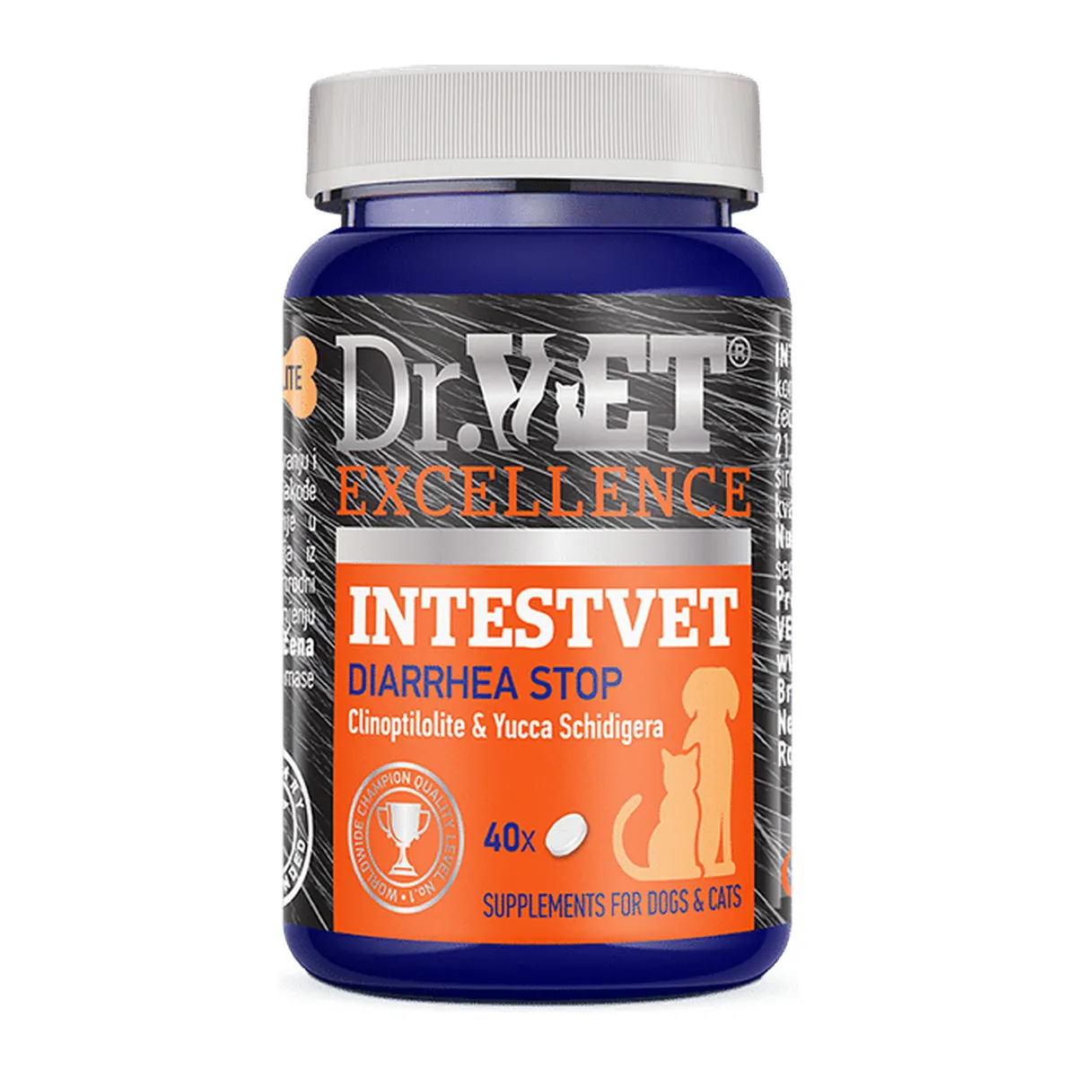 Dr. Vet IntestVet, средство от диареи для собак и кошек, с цеолитом и юккой, 40 таблеток