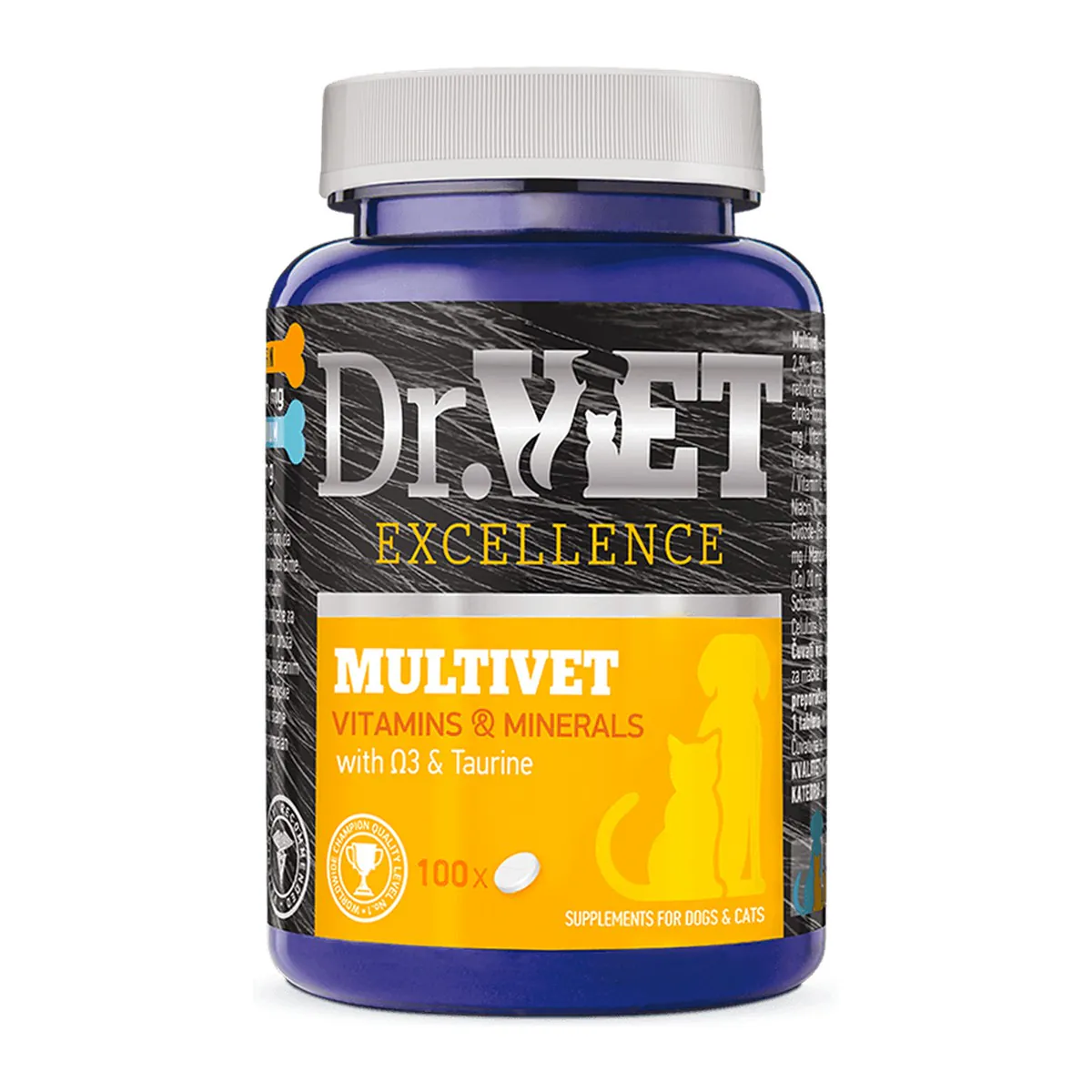 Dr. Vet Multivet, витамины для собак и кошек, мультивитамины с таурином, 500 таблеток