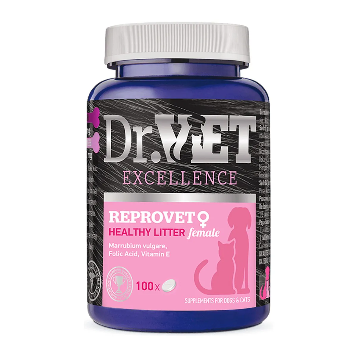 Dr. Vet ReproVet Female, витамины для сук и кошек, для репродуктивного здоровья, 100 таблеток