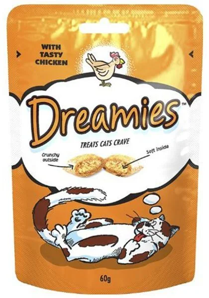 Dreamies подушечки с курицей лакомство для кошек, 60 г
