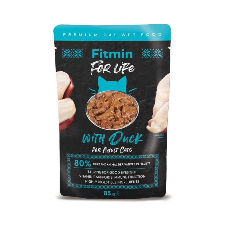 Fitmin For Life утка пауч для взрослых кошек (85 г)