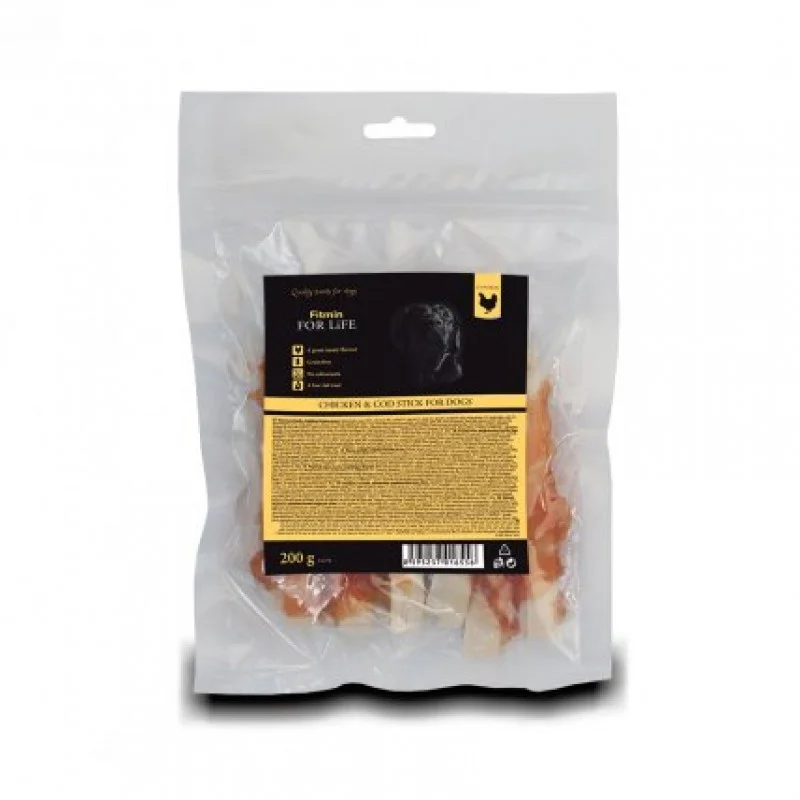 Fitmin For Life Sticks, лакомство для собак, курица и треска, 200 г