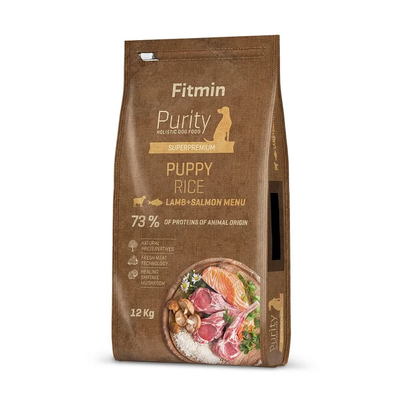 Fitmin Purity Rice Puppy, ягнёнок, лосось, 12 кг