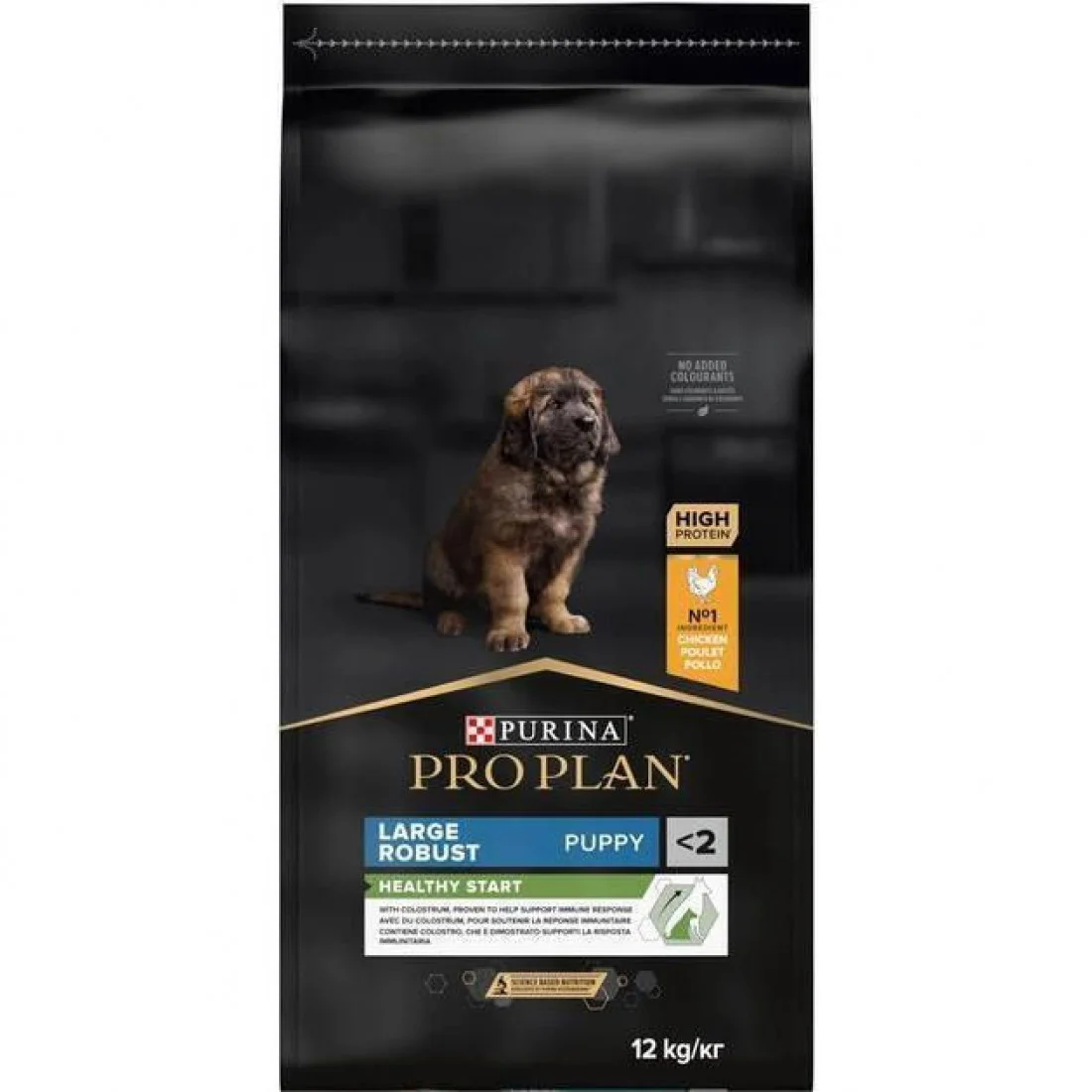 Pro Plan Large Robust Puppy для щенков крупных пород с крепким телосложением с курицей, 12 кг