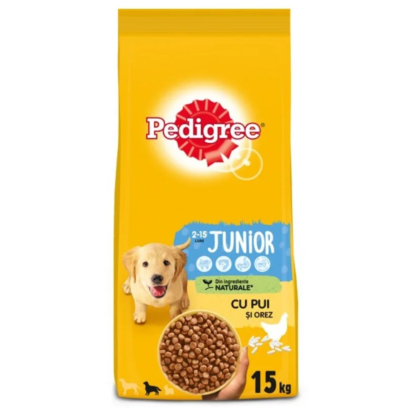 Pedigree Junior для щенков средних и крупных пород с курицей и рисом, 15 кг
