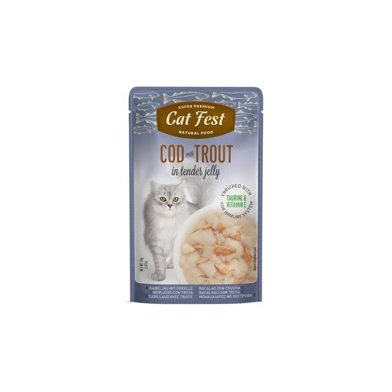 Cat Fest, треска с форелью, в желе, 70 г