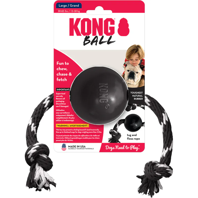 Kong Extreme Ball with Rope, мяч с канатом для собак