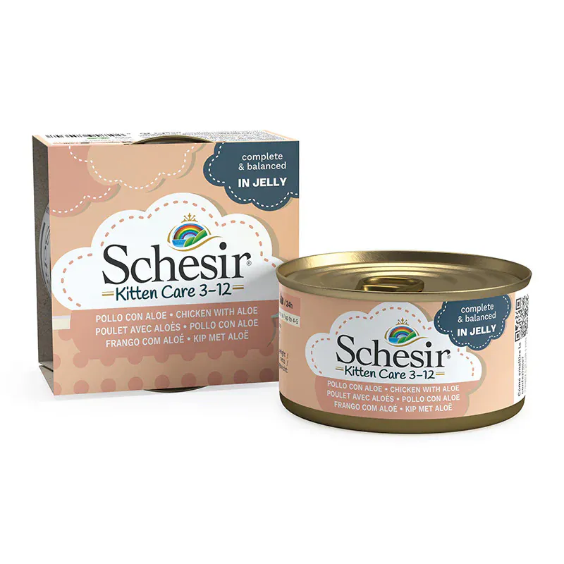 Schesir Kitten, курица с алоэ, в желе, 85 г