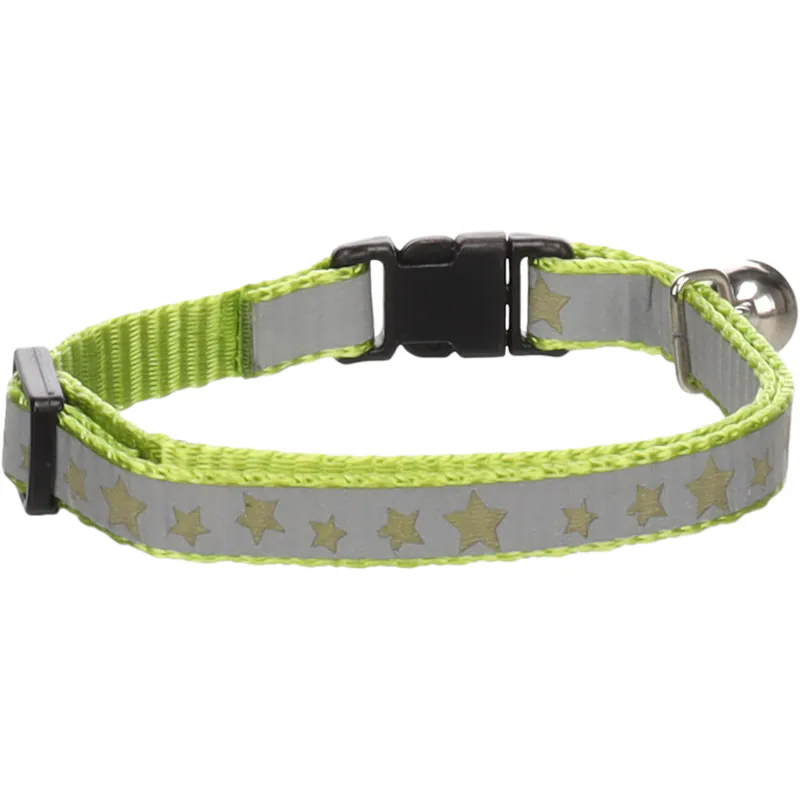 Flamingo Minx Light, ошейник светоотражающий с колокольчиком для кошек, 20–34 см, зелёный