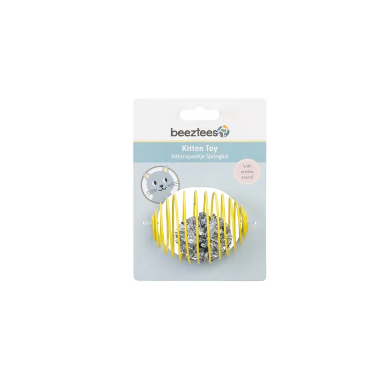 Beeztees Springbal, пружинный мяч для котят с шуршащим шариком, 6,5 см
