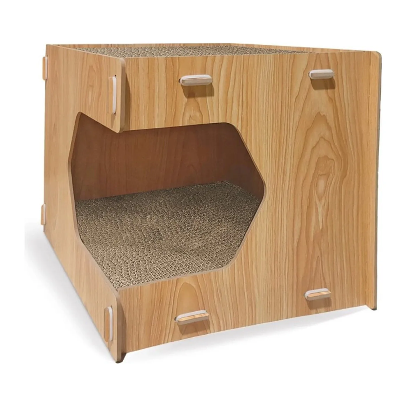 Record Loft, домик-когтеточка из картона и МДФ для кошек, 40×40×35 см