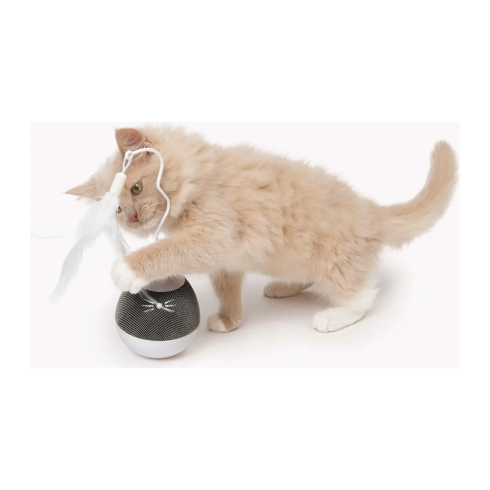 Catit PIXI Spinner, вращающаяся игрушка с пером и лакомствами для кошек, серебристая