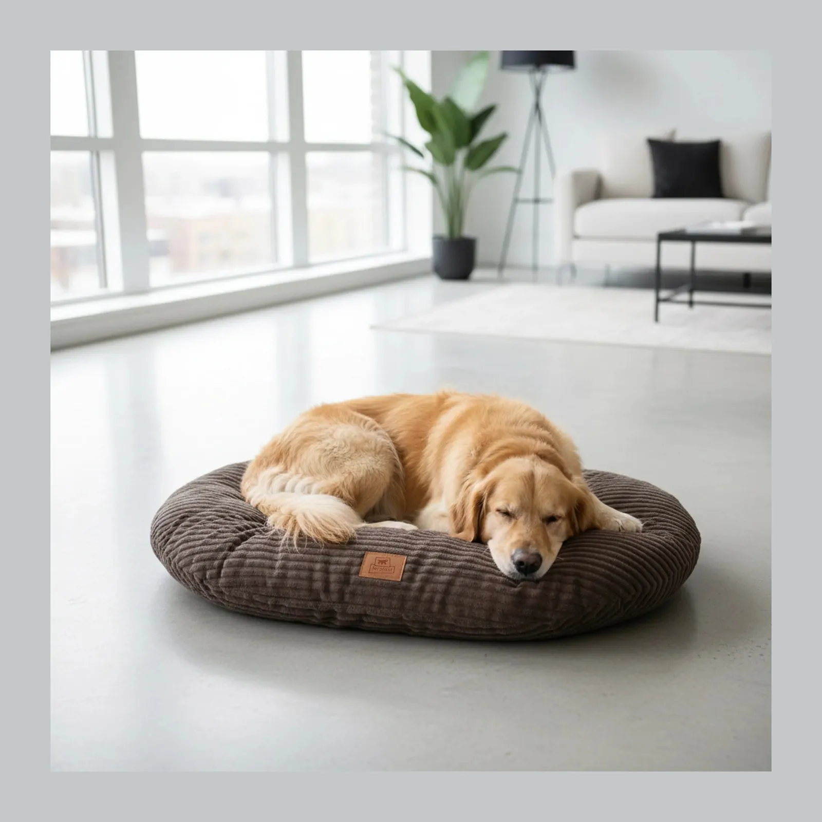 Ferplast Relax Corduroy, овальный вельветовый матрас для собак и кошек, 55×36 см