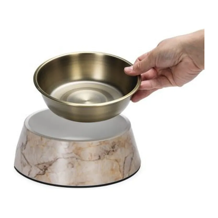 Designed by Lotte Meis, bol pentru câini din melamină cu vas din inox, bej, 350 ml