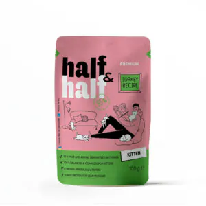 Half&Half Cat с индейкой в желе для котят, влажный корм для котят, 100 г