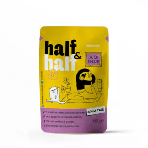 Half&Half Cat с уткой в соусе, влажный корм для взрослых кошек, 100 г
