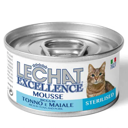 LeChat Excellence Mousse Sterilised, свинина, тунец, мусс, 85 г