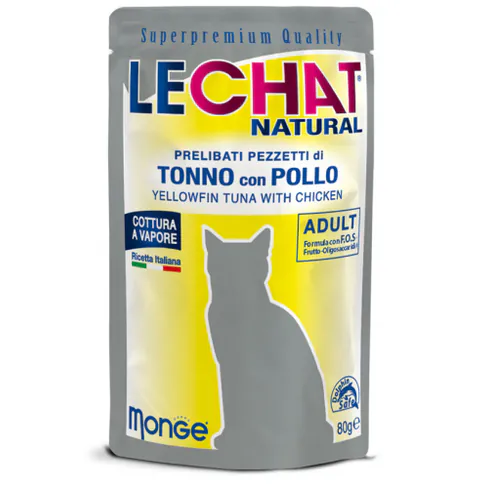 LeChat Natural Pouch, курица, тунец, 80 г