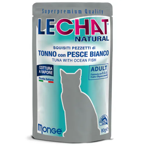 LeChat Natural Pouch, тунец, морская рыба, 80 г