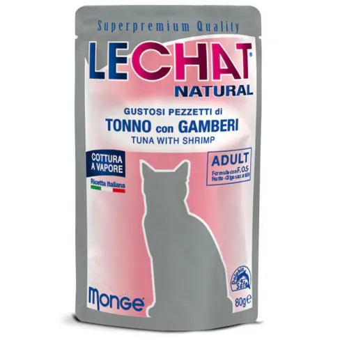 LeChat Natural Pouch, ton, creveți, 80 g