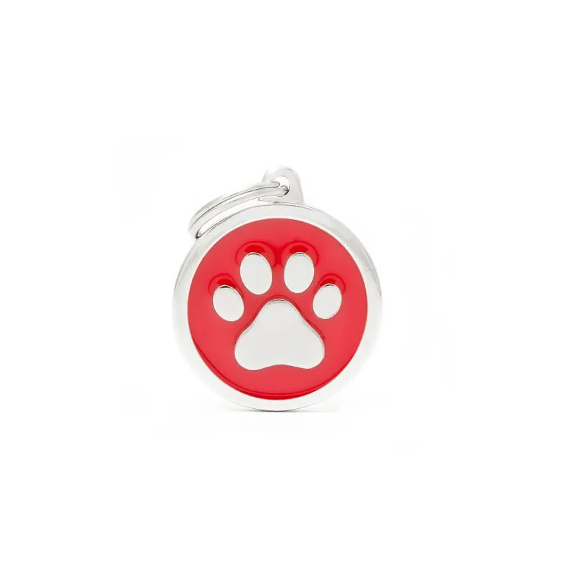 Адресник Big Circle Paw, красный