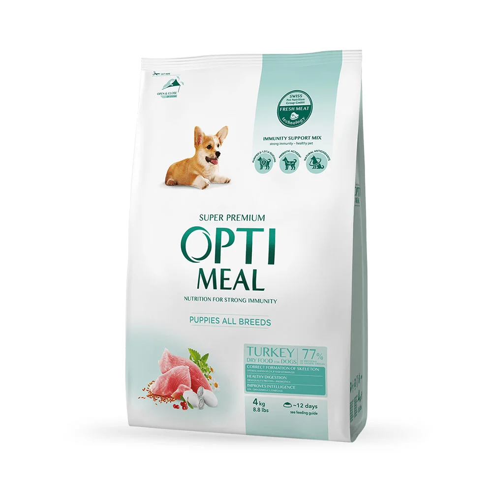 Optimeal Junior Medium для щенков средних пород с индейкой, 4 кг