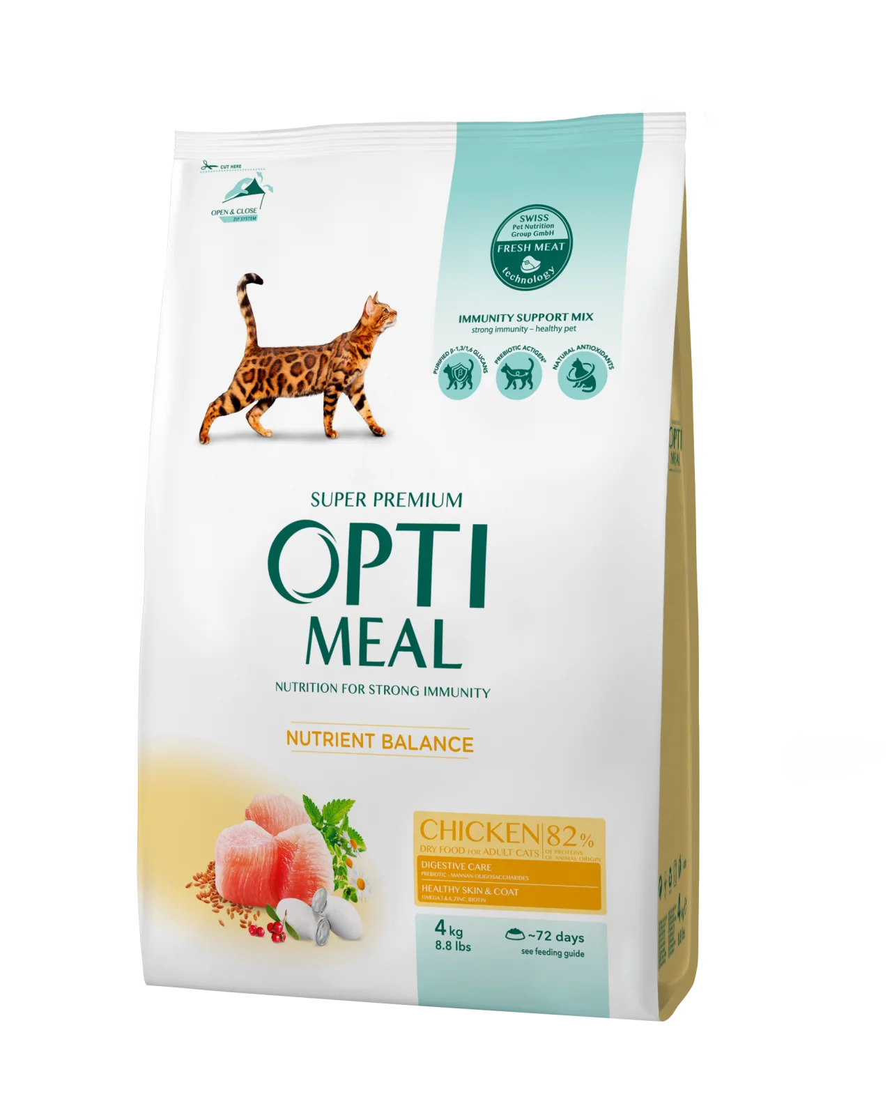 Optimeal Adult для взрослых кошек с курицей, 4 кг