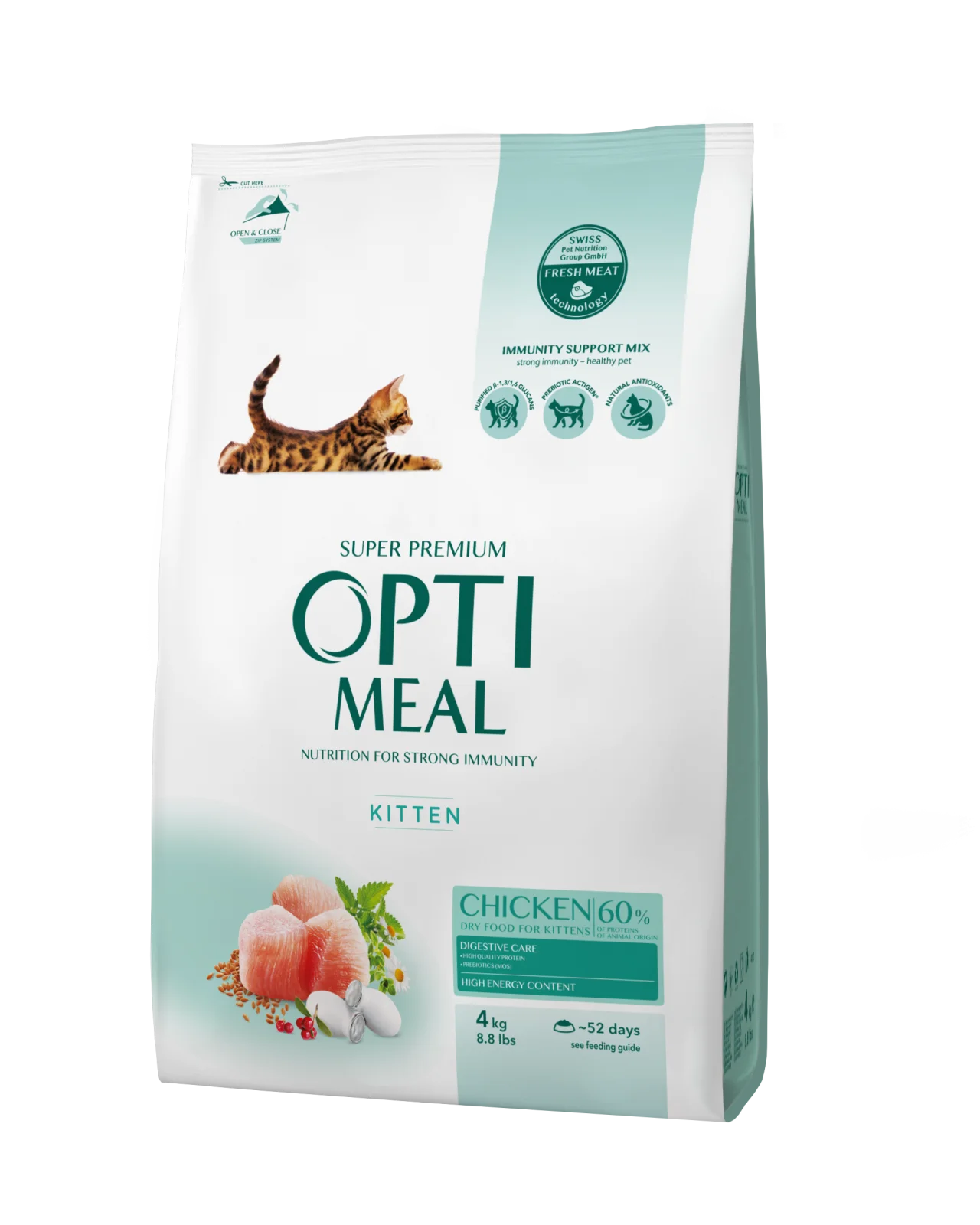 Optimeal Kitten для котят с курицей, 4 кг
