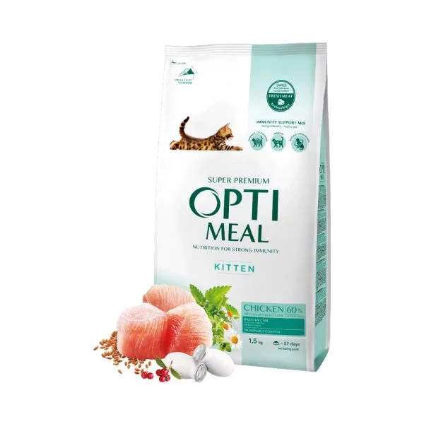 Optimeal Kitten для котят с курицей, 6 кг