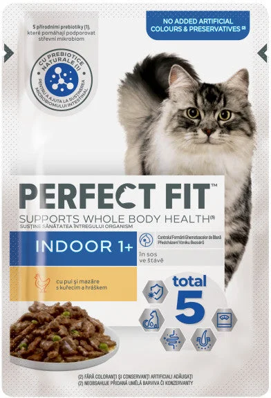 Perfect Fit Indoor влажный корм для домашних кошек с курицей и горошком, 85 г