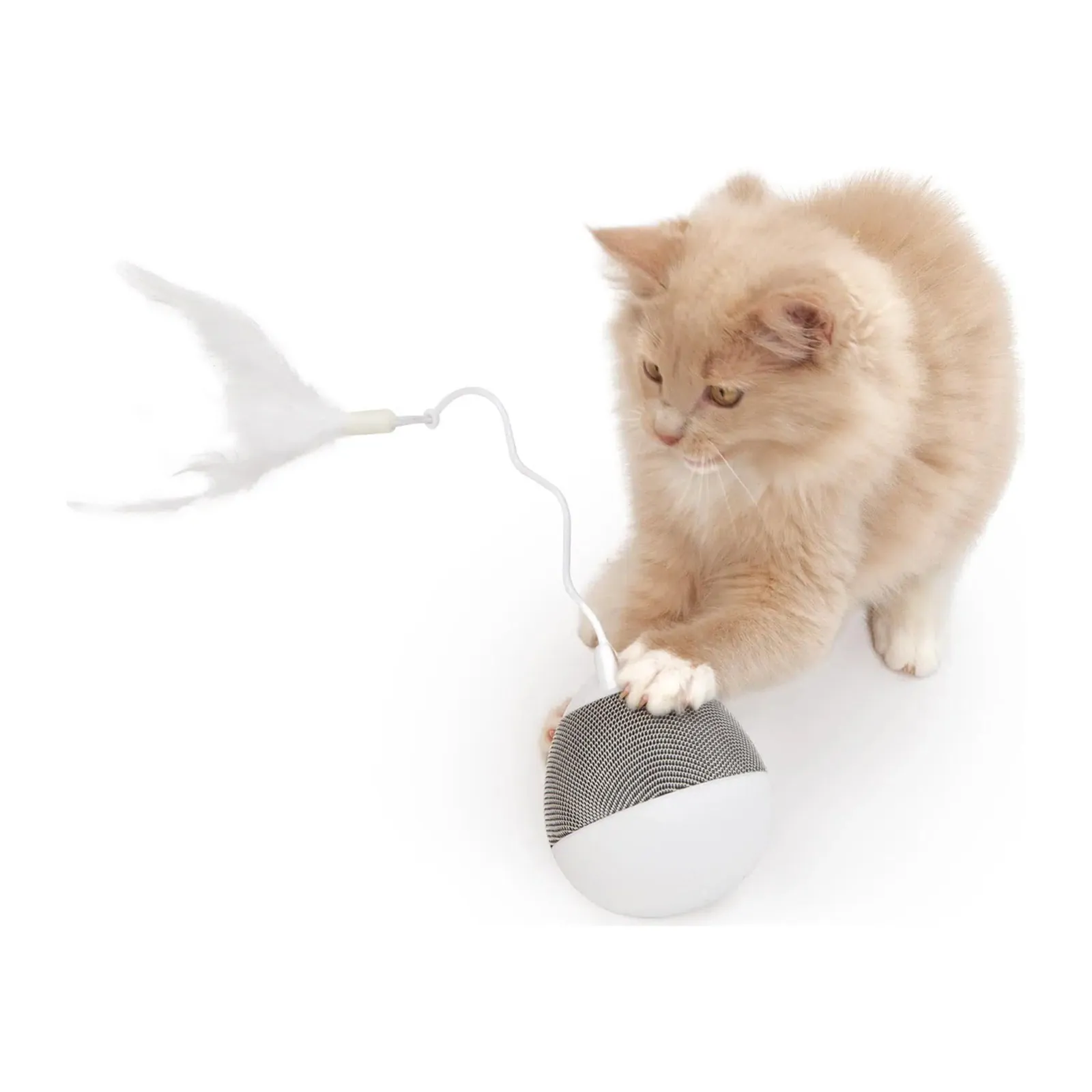 Catit PIXI Spinner, вращающаяся игрушка с пером и лакомствами для кошек, серебристая